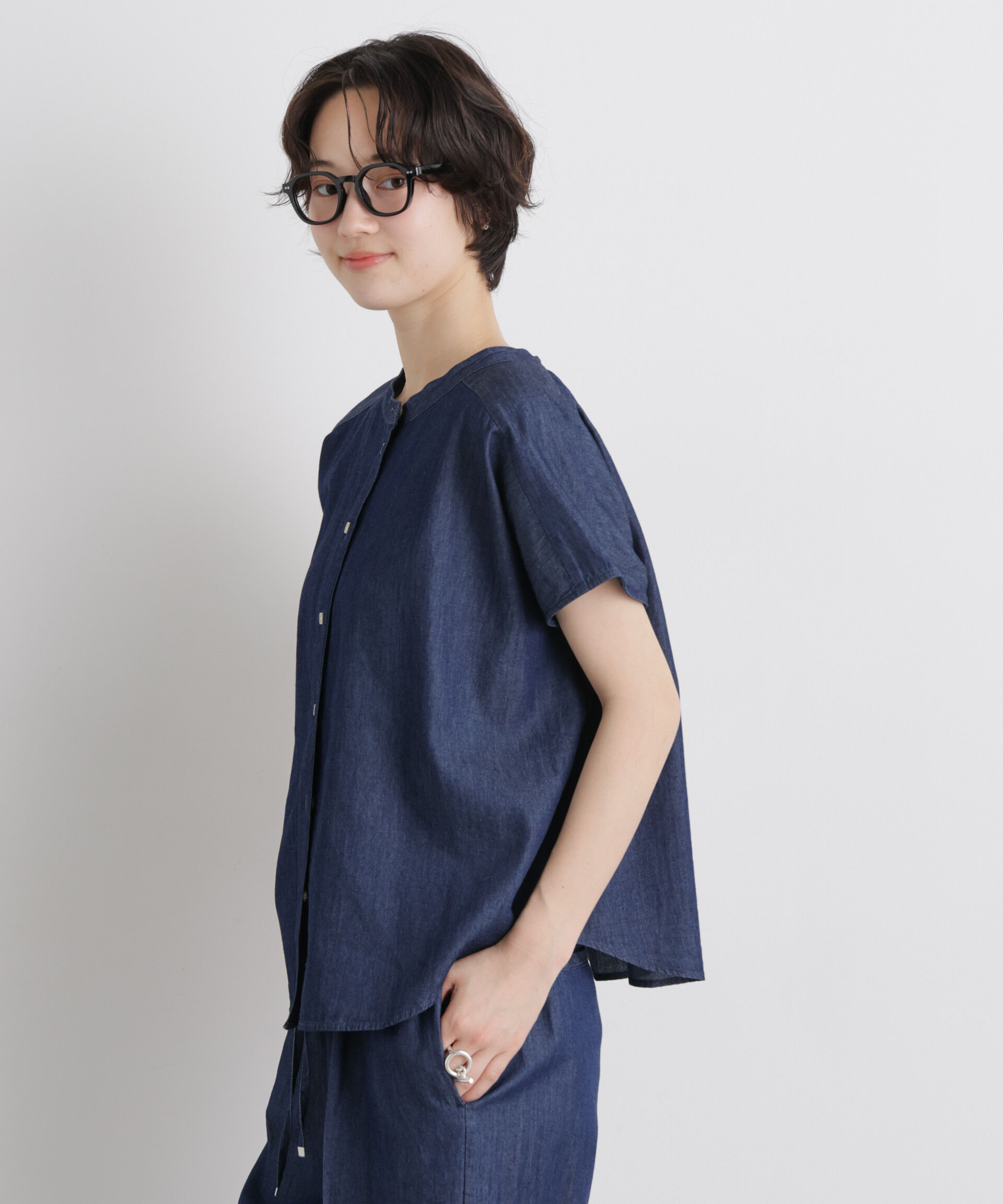 nano･universe「ライトオンスデニム前後2wayドルマンブラウス(セットアップ可)」|シャツ・ブラウス|