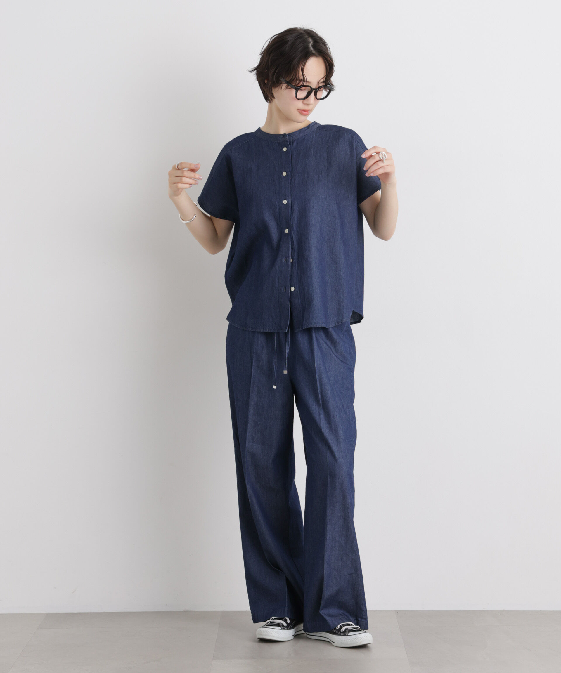 nano･universe「ライトオンスデニム前後2wayドルマンブラウス(セットアップ可)」|シャツ・ブラウス|