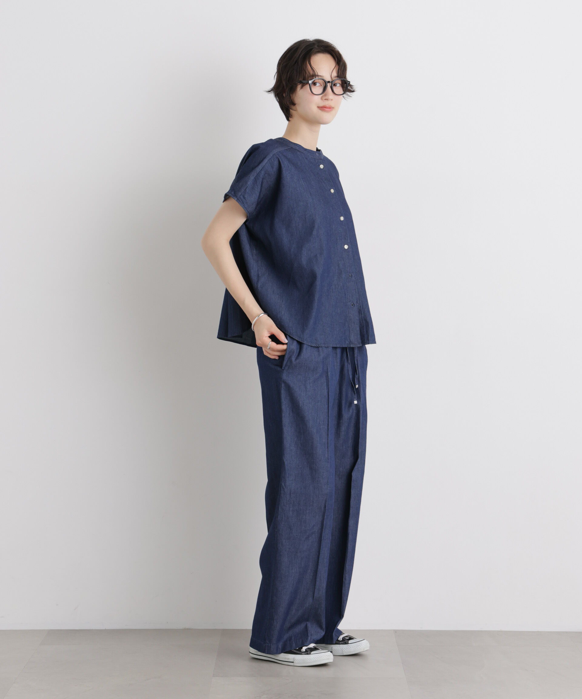 nano･universe「ライトオンスデニム前後2wayドルマンブラウス(セットアップ可)」|シャツ・ブラウス|