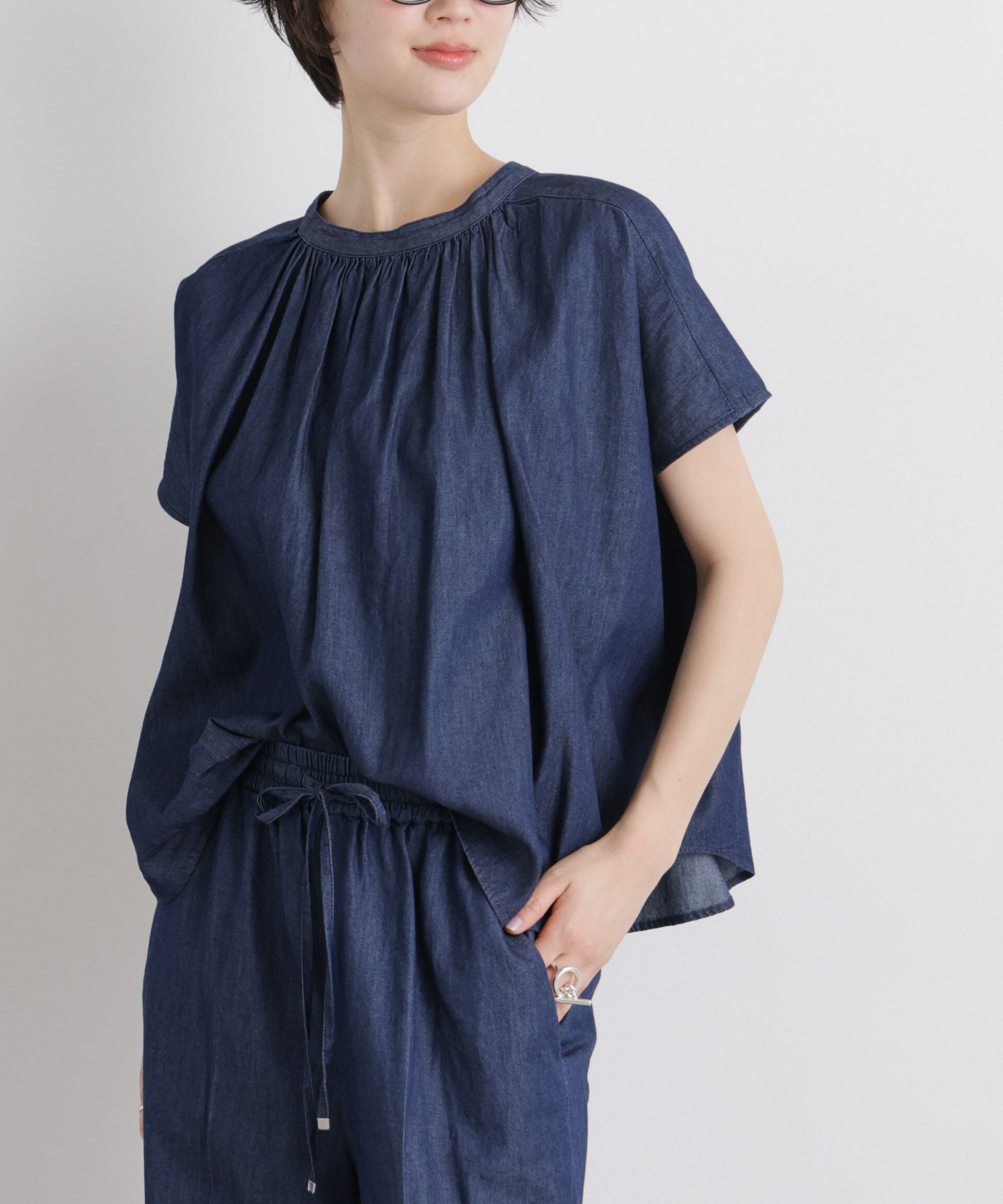 nano･universe「ライトオンスデニム前後2wayドルマンブラウス(セットアップ可)」|シャツ・ブラウス|