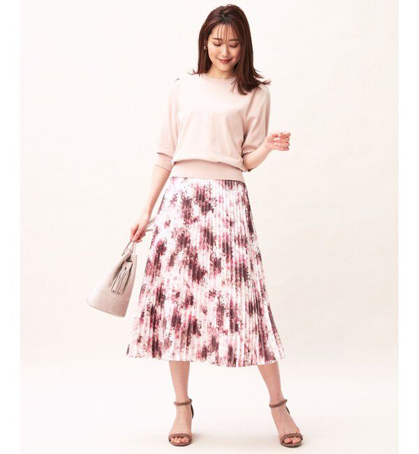 組曲「【洗える】グラデーションフラワー プリーツスカート」|スカート|