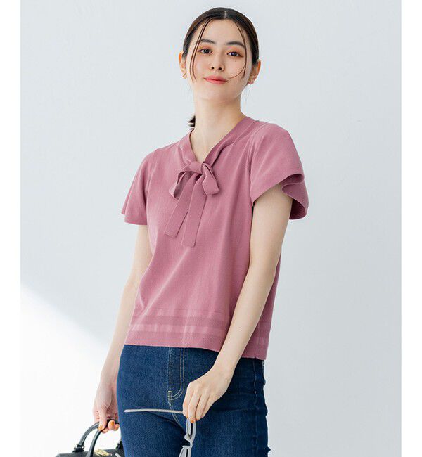 組曲「【洗える・前後着用可】コットンハイゲージボウタイ ニット」|ニット・セーター|