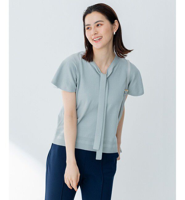 組曲「【洗える・前後着用可】コットンハイゲージボウタイ ニット」|ニット・セーター|ｽﾓｰｷｰｸ