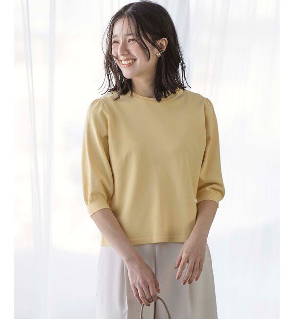 組曲「【UVケア・接触冷感】MINA 6分袖ニットプルオーバー」|ニット・セーター|【WEB限定】ｸ