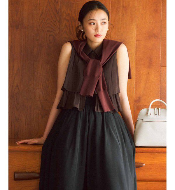 組曲「【入江未悠さんコラボ】ギャザーライトデシンティアード ブラウス」|シャツ・ブラウス|