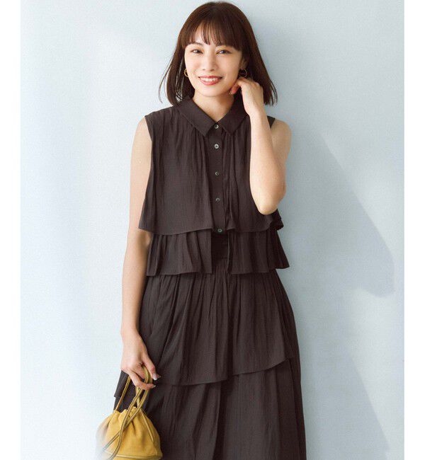 組曲「【入江未悠さんコラボ】ギャザーライトデシンティアード ブラウス」|シャツ・ブラウス|