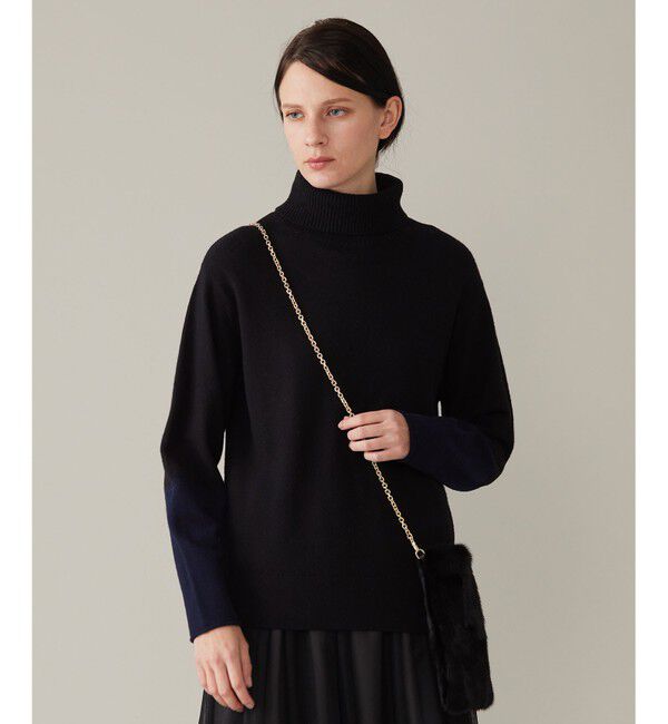 自由区「【洗える】セミウーステッドウールタートルネック ニット」|ニット・セーター|ﾌﾞﾗｯｸ&times;ﾀ