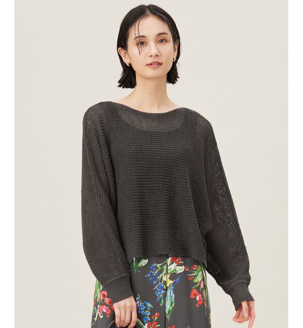 自由区「【洗える】リネンミドルゲージドルマンスリーブ ニット」|ニット・セーター|スレート