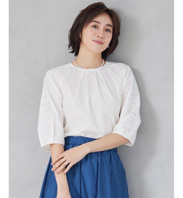 自由区「【洗える】エンブロイダリーブロードプルオーバー ブラウス」|シャツ・ブラウス|オフ