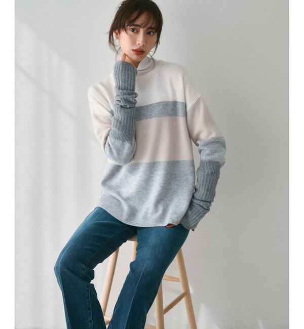 23区「【Oggi1月号掲載/洗える】ウールカシミヤ カラーブロック ニット」|ニット・セーター|