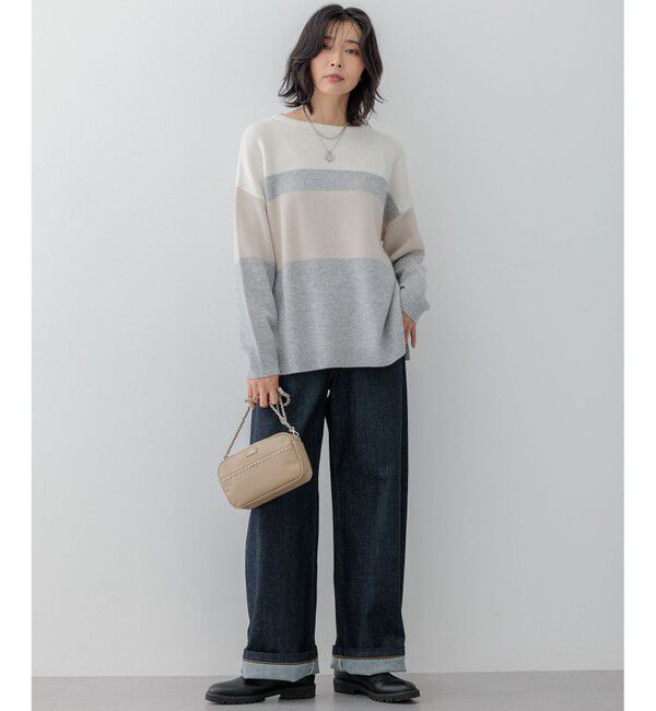 23区「【Oggi1月号掲載/洗える】ウールカシミヤ カラーブロック ニット」|ニット・セーター|