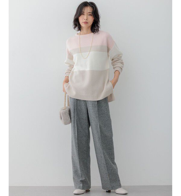 23区「【Oggi1月号掲載/洗える】ウールカシミヤ カラーブロック ニット」|ニット・セーター|