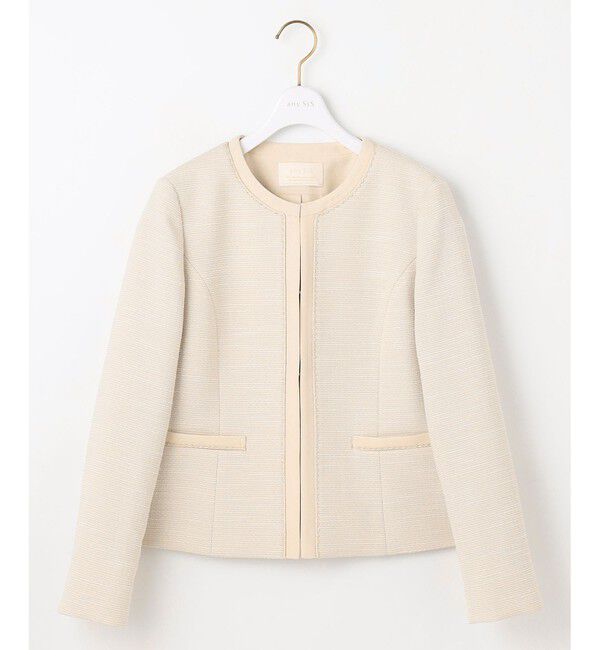 ANY SIS「リップルボーダーストレッチ ジャケット」|ノーカラージャケット|