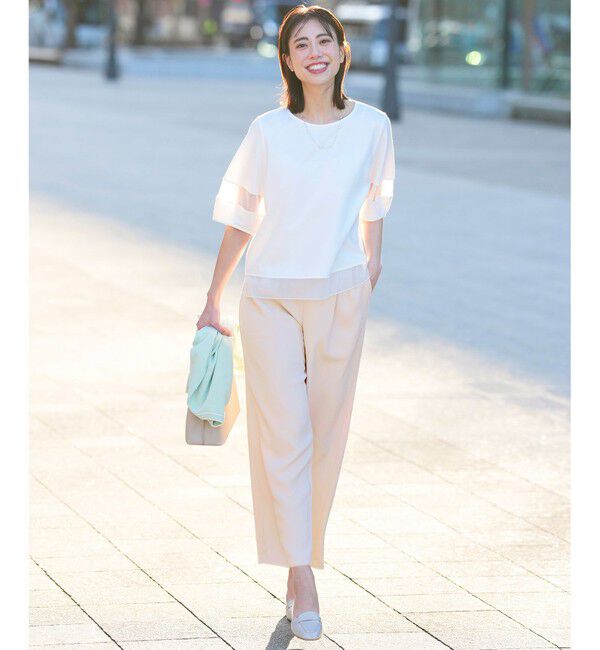 ANY SIS「チュール切替ランタンスリーブ プルオーバー」|Tシャツ・カットソー|