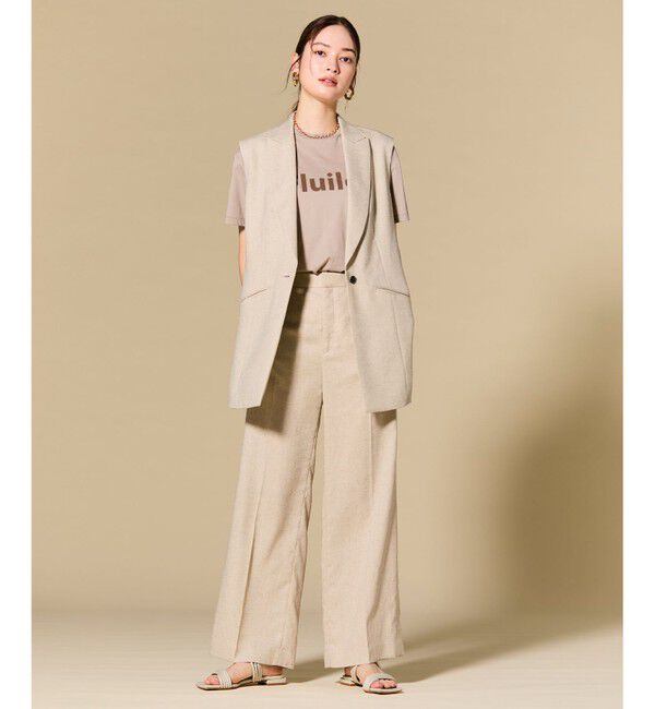 BEIGE,「CAROLE / リネンライクフルレングスワイドパンツ」|その他|