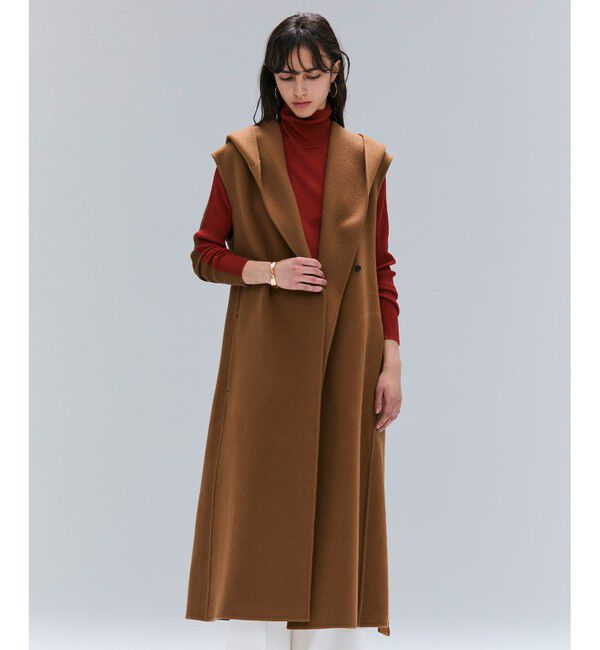 BEIGE,「【Oggi掲載】LEMOORE / ウールリバーフード付きロングジレ」|ベスト・ジレ|Caramel