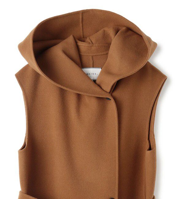 BEIGE,「【Oggi掲載】LEMOORE / ウールリバーフード付きロングジレ」|ベスト・ジレ|