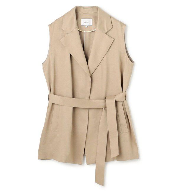 BEIGE,「【Precious掲載】MICA /  リネンブレンドベルト付きジレ」|ベスト・ジレ|