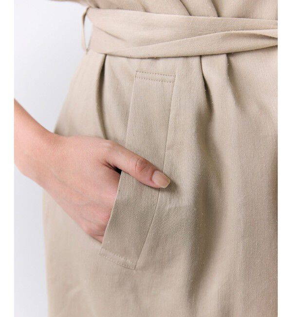 BEIGE,「【Precious掲載】MICA /  リネンブレンドベルト付きジレ」|ベスト・ジレ|