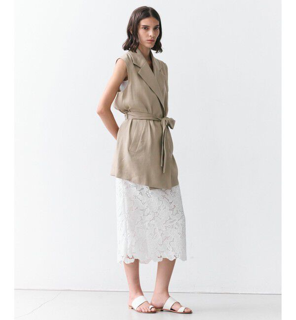 BEIGE,「【Precious掲載】MICA /  リネンブレンドベルト付きジレ」|ベスト・ジレ|
