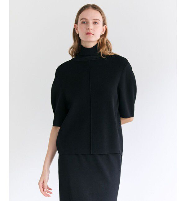 BEIGE,「LAURA / ドライタッチ ストレッチショートスリーブニット」|ニット・セーター|Black