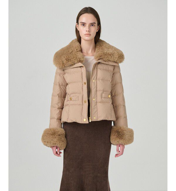 GRACE CONTINENTAL「ファーショートダウンジャケット」|ダウン|キャメル