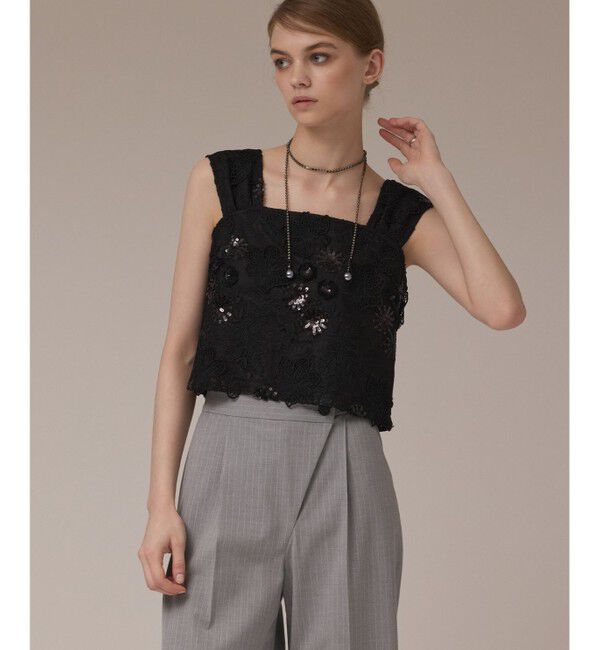 Diagram「チュール刺繍トップ」|その他|ブラック