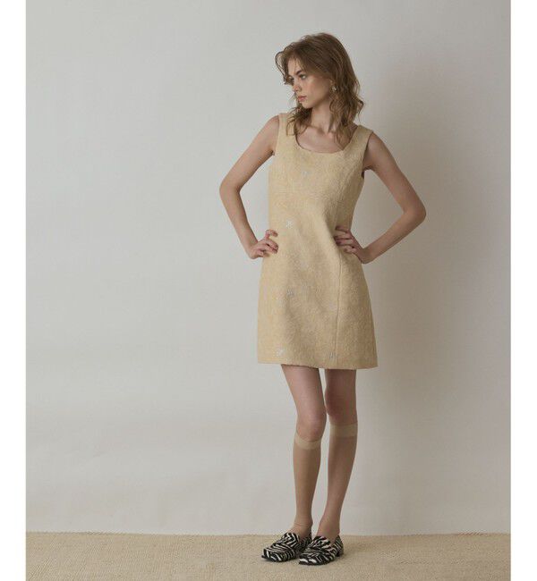 GRACE CONTINENTAL「サラサジャガードミニワンピース」|ワンピース|