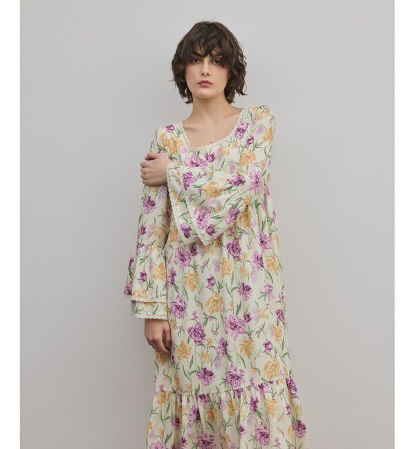 GRACE CONTINENTAL「ボタニカルプリントティアードワンピース」|ワンピース|