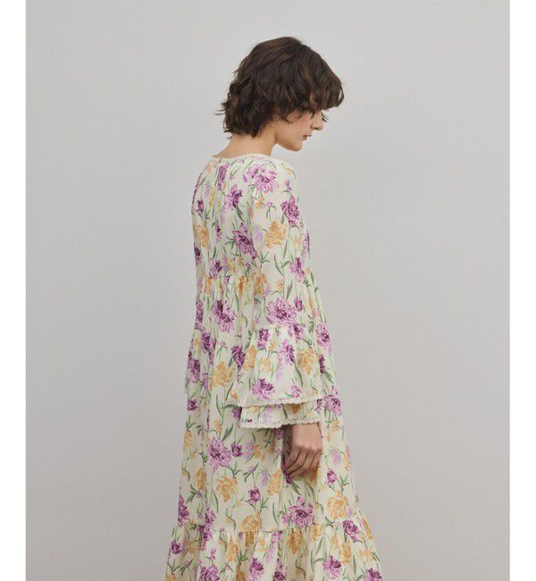 GRACE CONTINENTAL「ボタニカルプリントティアードワンピース」|ワンピース|