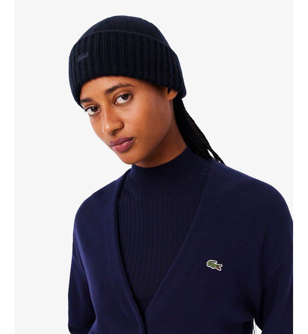 LACOSTE「３Dニッティングエッセンシャルビーニー」|その他|ネイビー
