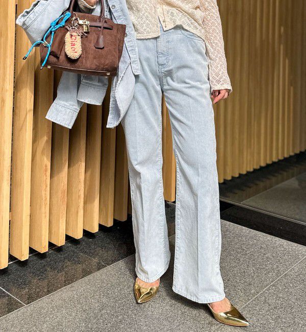 Rie Miller「【RM denim】センタープレスハイウエストパンツ」|デニム|サックス