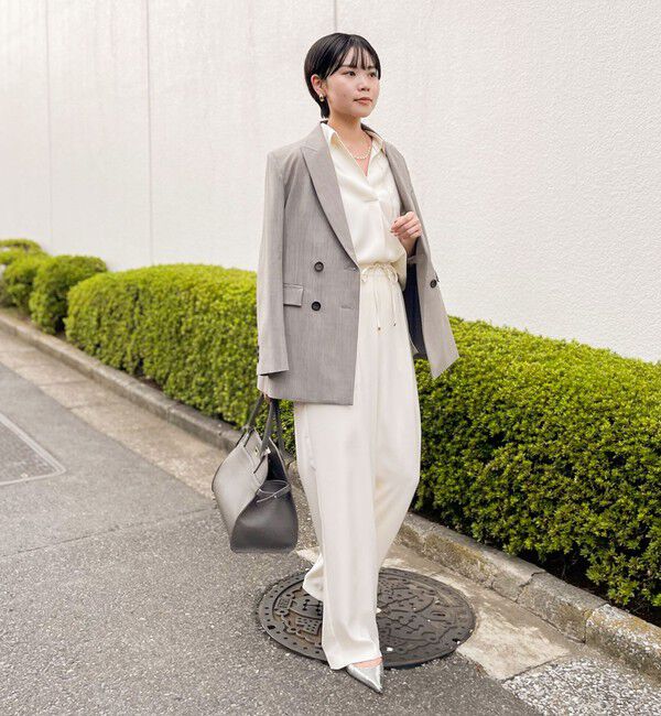 NOLLEY'S sophi「《セットアップ対応》ウォッシャブルダブルクロスサテンイージーワイドパンツ」|その他|