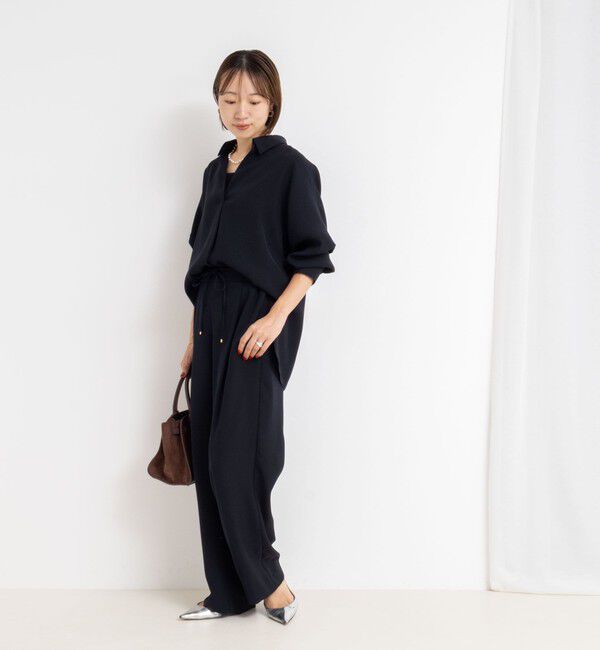 NOLLEY'S sophi「《セットアップ対応》ウォッシャブルダブルクロスサテンイージーワイドパンツ」|その他|