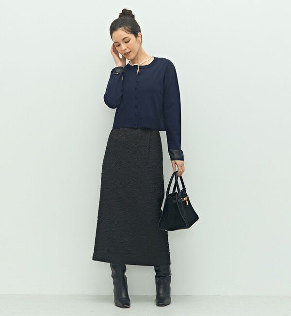 NOLLEY'S「《手洗い可能》くるみ釦シアークルーネックカーディガン」|カーディガン|