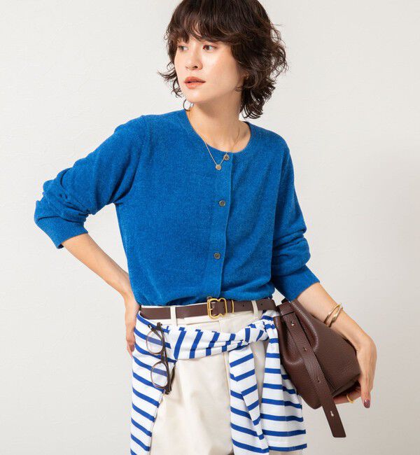 Rie Miller「《手洗い可能》《アンサンブル対応》モールヤーンクルーネックカーディガン」|カーディガン|