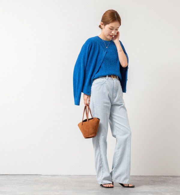 Rie Miller「《手洗い可能》《アンサンブル対応》モールヤーンクルーネックカーディガン」|カーディガン|