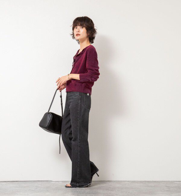 Rie Miller「《手洗い可能》《アンサンブル対応》モールヤーンクルーネックカーディガン」|カーディガン|