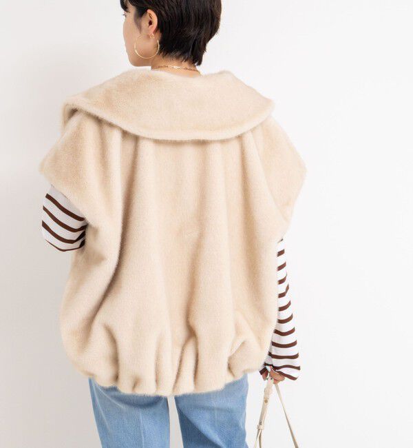 Rie Miller「エコファー衿付ベスト」|ブルゾン・スタジャン|