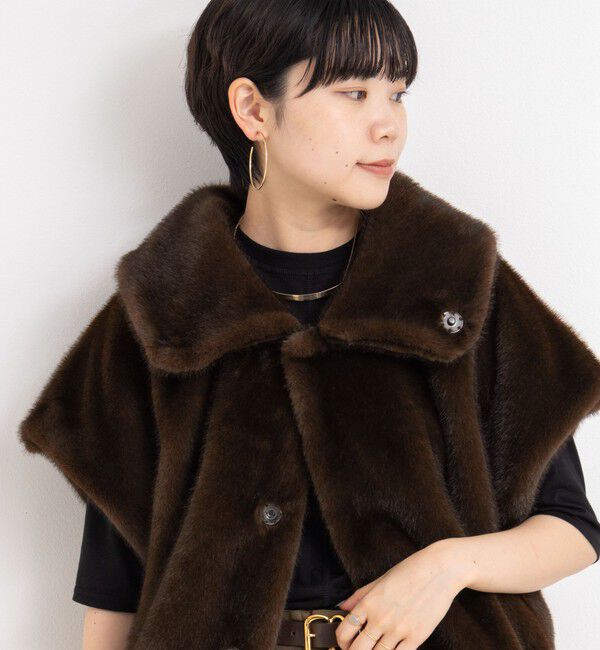 Rie Miller「エコファー衿付ベスト」|ブルゾン・スタジャン|