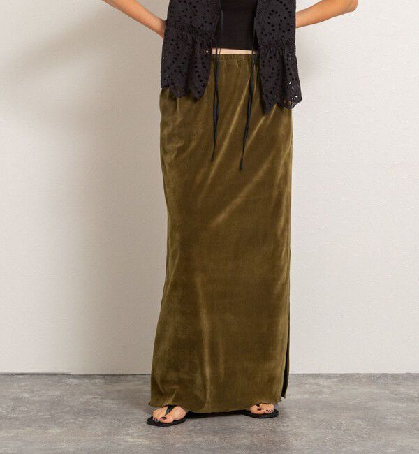 MAQWEL「【MAQWEL/マクウェル】ウォッシャブルベロアロングスカート」|スカート|