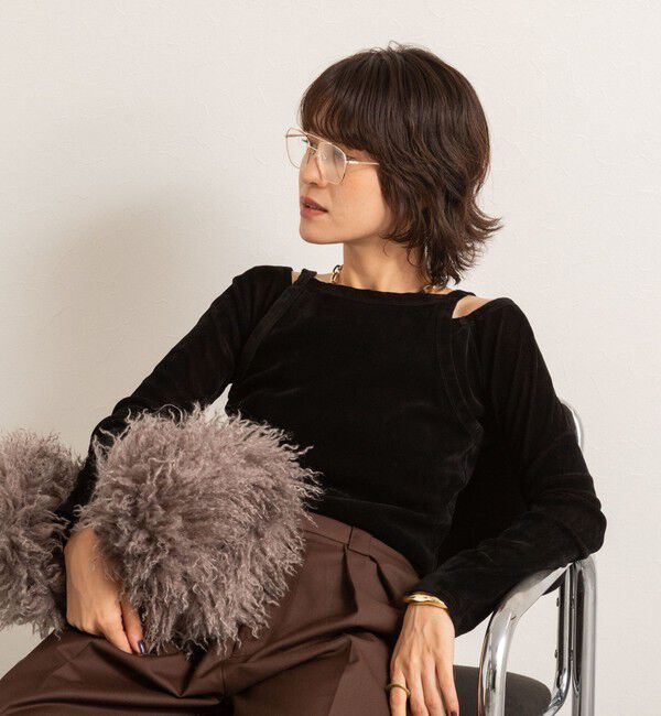 MAQWEL「【MAQWEL/マクウェル】ウォッシャブルベロアレイヤードトップス」|Tシャツ・カットソー|