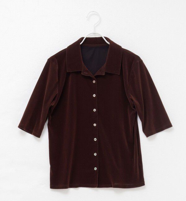 MAQWEL「【MAQWEL/マクウェル】ウォッシャブルベロア半袖シャツ」|シャツ・ブラウス|
