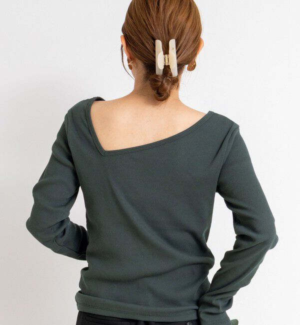 Rie Miller「ウォッシャブルリブカットアウト2WAYロンT」|Tシャツ・カットソー|