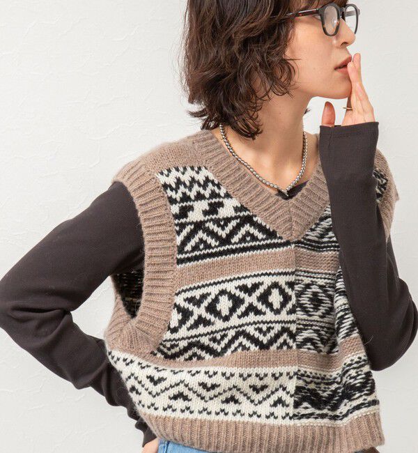 Rie Miller「ノルディック柄2WAYベスト」|ベスト・ジレ|