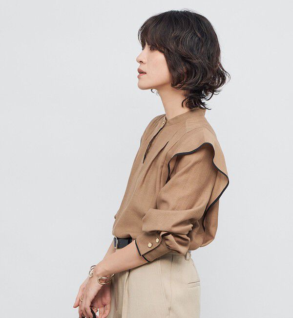 NOLLEY'S「ウォッシャブル配色パイピングブラウス」|シャツ・ブラウス|