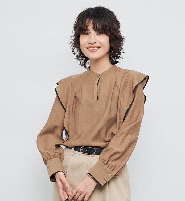 NOLLEY'S「ウォッシャブル配色パイピングブラウス」|シャツ・ブラウス|