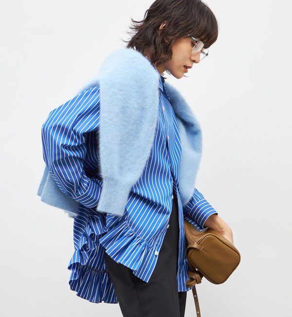 Rie Miller「ウォッシャブル裾フリルレギュラーカラーシャツ」|シャツ・ブラウス|