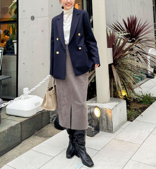 NOLLEY'S「ウォッシャブルストレッチスエード切替タイトスカート」|タイト|