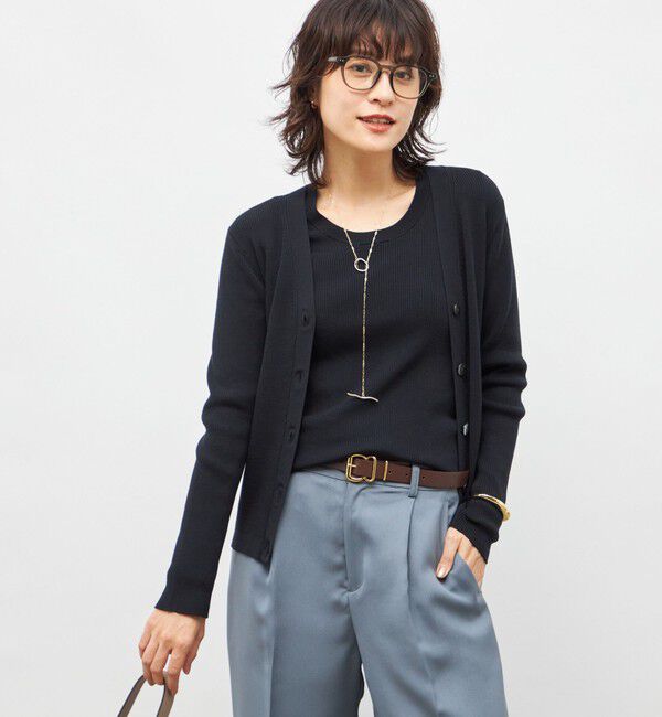 NOLLEY'S sophi「《アンサンブル対応》《手洗い可能》カシミヤ混リブUネックプルオーバー」|ニット・セーター|